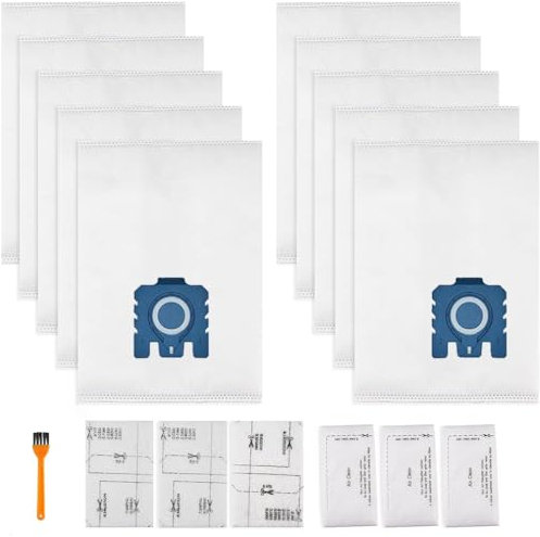 10 Pack GN 3D Efficiency Dust Bags for Miele GN Hoover Bag for Classic C1 Complete C2 Complete C3 S2 S5 S8 S400 Series Vacuum Cleaners with 4 Motor Protection Filter 4 Exhaust Filter 9917730