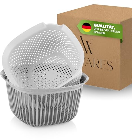 Viwares Eckige Schüssel mit Siebeinsatz, 4 L, BPA-freie Küchenschüssel | Abtropfgestell mit Schüssel, Küche Sieb, stapelbar, Siebschale für Waschen, Abtropfen, Servieren, Salate und Gemüse