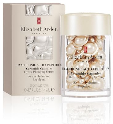 Elizabeth Arden - Hyaluronic Acid + Peptides Ceramide Capsules, Hydrating & Plumping Peptide Serum with Size-Shifting HA, Silky Lightweight Formula for Smoother, Plumper Skin, For All Skin Types