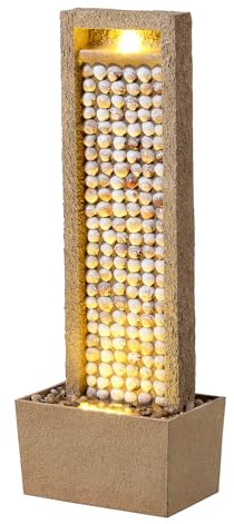 Teamson Home Fontaine de Jardin cotiere Haute Cascade exterieure LED Design Coquillages Balcon Patio Marron