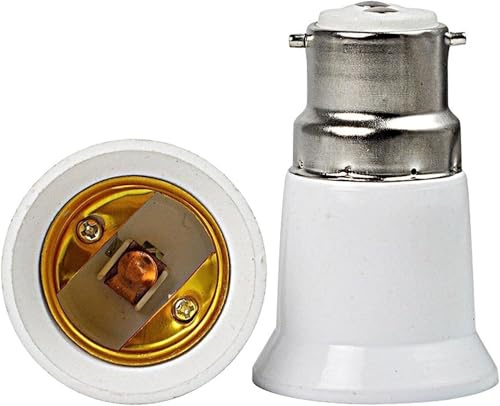 1Pc Light Bulb Lamp Holder Socket Converter Bayonet Socket Adapter,B22 to E27 Socket Converter, Bayonet to Screw Edison, BC to ES Lamp Base Adapter for LED Incandescent Bulbs and CFL Bulbs
