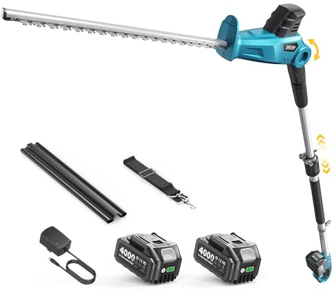 SEESII 20V Taille Haie Batterie Télescopique, Lame 50 cm, 2 Batteries 4,0Ah