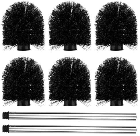 Toilettenbürste Set - 6 Ersatzbürstenköpfe & 2 Edelstahlgriffe - Hygienisch,Langlebig & Einfach zu Reinigen,304 Edelstahl,Mit Ergonomischem Griff,Toilettenbürste Ohne Spritzen (Schwarz)