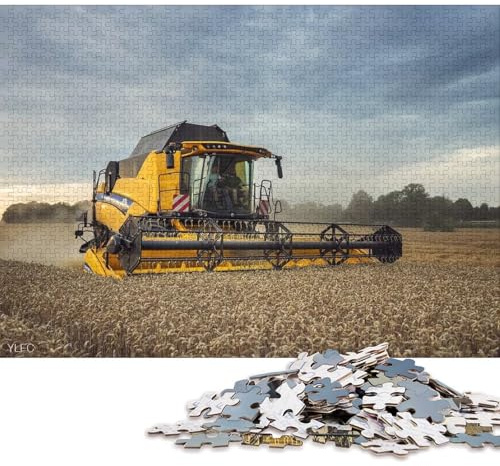 1000-teiliges Puzzle „New Holland Mähdrescher auf dem Feld“ für Erwachsene, Papierpuzzle, Lernspiel, 38 x 26 cm / 1000 Teile