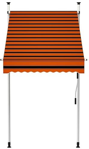 Einziehbare Markise 100 cm Handbetrieben - Orange & Braun - Stoff (100% Polyester) mit PU-Beschichtung & Stahl - Perfekt für Terrasse, Balkon oder Garten - Witterungsbeständig & Langlebig