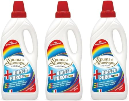 3x Spuma di Sciampagna Additivo Bianco Puro Color, gel smacchiatore, protegge i capi colorati,1000ml