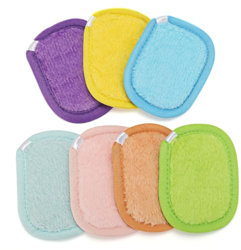 AiQInu 7 Stück Abschminkpads 10x8cm, Wiederverwendbare Abschminkpads Waschbar, Mehrfarbig Waschis Ideal für Gesichtsreinigung, Reise und Tägliche Pflege