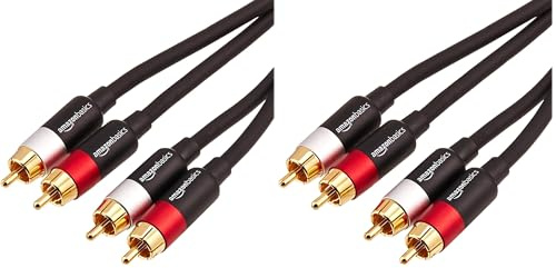 Amazon Basics 2 RCA Audio Cable for Amplifier,Active Speakers or Subwoofer with Gold-Plated Plugs, 1.22 m, Black (Pack of 2)