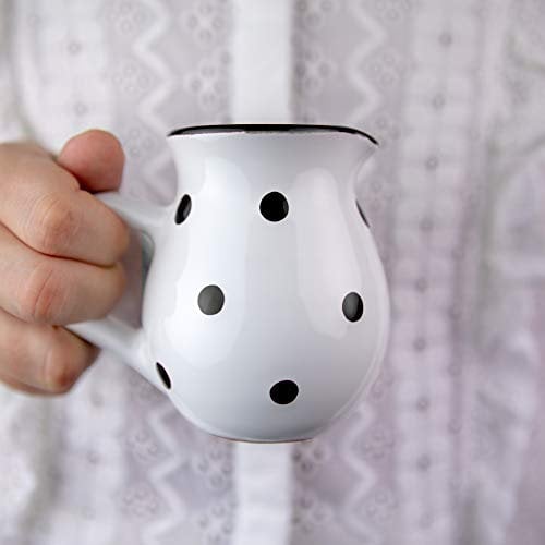 City to Cottage® White and Black Polka Dot Handmade Hand Painted Small 150ml/5oz Ceramic Milk Jug Creamer Pourer