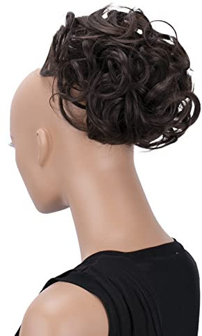 CAISHA Dutt Haarteil Zopf Haarknoten Hepburn-Dutt Haargummi Hochsteckfrisuren DM15cm Gewellt Braun HK106