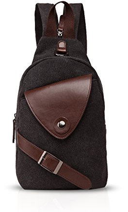 FANDARE Klassische Sling Bag Sport Rucksack Party Outdoor Tragbare Crossbody Tasche Damen/Herren Breathable Verschleißfeste Leinwand Schwarz