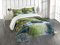 ABAKUHAUS Regenwald Tagesdecke Set, Laub Nebelgebirge, Set mit Kissenbezügen luftdurchlässig, für Doppelbetten 220 x 220 cm, Grün-gelb-blau