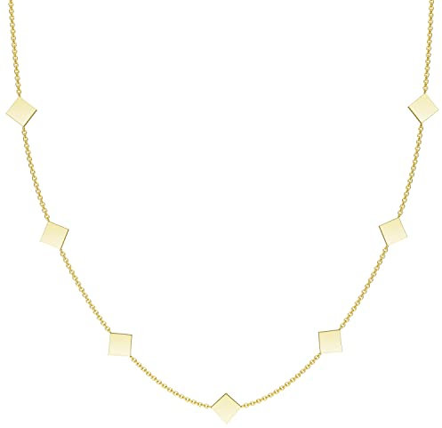 BAFFOS® Damen Halskette – Quadrat-Plättchen – Edelstahl Gold – Wasserfeste Choker Kette – Hautfreundlich & Modern – Geschenk für Freundin