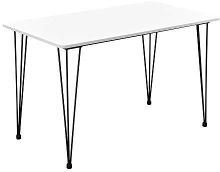[en.casa] Mesa de Comedor Elegante con Patas Horquillas 120cm x 70cm x 75cm Mesa de Cocina Patas de Mesa de Acero Negro Hairpin Leg Tablero de MDF Blanco