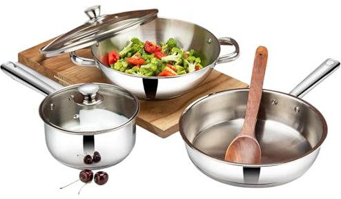 Vinod Stainless Steel Modena Cookware Set - 3 Piece (Induction Friendly)