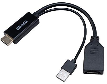 Akasa HDMI to DisplayPort Adapter cable | Type-A USB Power Cable | 250mm | AK-CBHD24-25BK