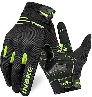 INBIKE Motorradhandschuhe Herren Winter Sommer Schutz Handschuhe Motorrad Fahrrad Motocross Männer Vollfinger Radhandschuhe Grün M