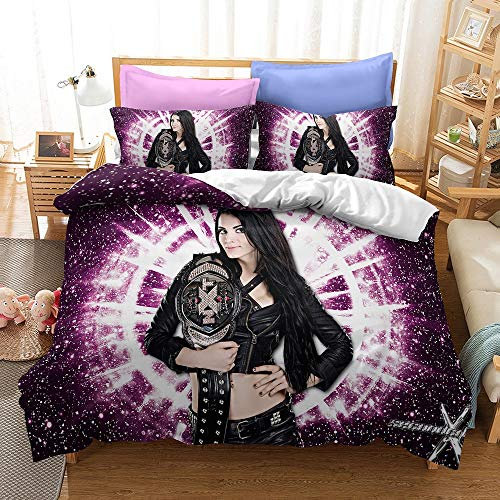 NICHIYOBI World Wrestling Entertainment WWE Bettbezug Bettwäsche Set - Bettbezug und Kissenbezug,Mikrofaser,3D Digital Print dreiteiliger Bettwäsche (3,Single 135x200cm)