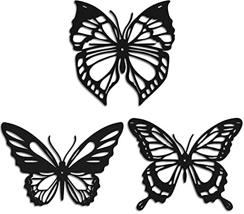 3 Stück Schmetterling Metall Wanddekoration Libelle Kolibri Schmetterling Metall Wandkunst Hängende Wanddekoration für modernes Bauernhaus Rustikales Zuhause Wohnzimmer Badezimmer Indoor Outdoor Dekor