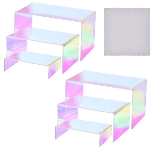 PandaHall 6pcs Rainbow Display Riser, 3 Größen Regal Vitrine Leuchten Acryl Display Ständer Für Kabinett Dessert Cupcake Figur Sammlerstücke Einzelhandel Schmuck Display