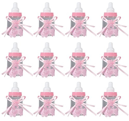 Mini-Flaschen-Süßigkeits-Geschenkbox, 12 Stück Süßigkeiten-Schokoladenflaschen-Box für Mädchen, Babyparty, Gastgeschenke, Geschenke, Dekorationen(Rosa)