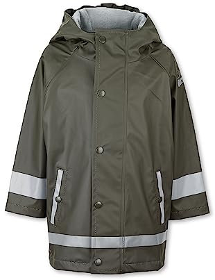 Sterntaler Regenjacke ungefüttert uni - Kinder Regenjacke wasserdicht - Jungen Jacke mit verschweißten Nähten, Kapuze und reflektierenden Details - robuste Regenbekleidung - mattgrün, Größe 110