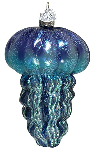 Old World Christmas Christbaumschmuck, Blaue Qualle, Glasgeblasen, für den Weihnachtsbaum