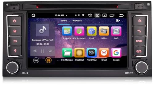 Erisin 8-cœurs 4Go RAM 64Go ROM Android 14 Autoradio Bluetooth GPS Navigateur pour VW T5 Multivan Transporter Touareg Support Carplay Android Auto DSP Dab+ WiFi FM USB RDS DVD CD Écran Tactile