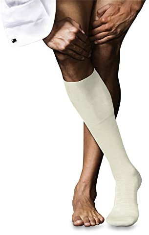FALKE Herren Kniestrümpfe No. 6 M Kh Wolle Seide lang einfarbig 1 Paar, Weiß Wool White 2060, 43-44