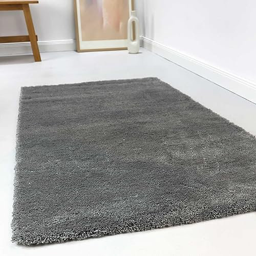 Wecon Home Kuschelig weicher Esprit Hochflor Teppich, bestens geeignet fürs Wohnzimmer, Schlafzimmer und Kinderzimmer RELAXX (120 x 170 cm, grau)
