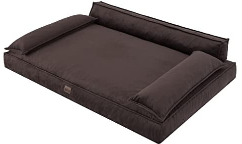 DOGGY Hundebett Haustierbett Hundeliegen Hundecouch Liegen Hundekissen Bett Sofa Hundekorb Tierbett Hundesofa Matratze Schlafplãtze, Braun, 120 x 77 cm