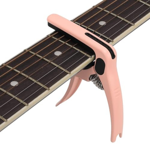 Capo de Guitare en Métal, Capo D'ukulélé avec Sac Porte-médiator, Pince de Guitare/Pince de Guitare/Accessoires de Guitare pour Guitare Classique, Ukulélé, Mandoline et Banjo (Rose)
