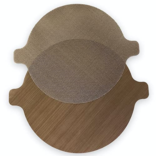 NoStik Air Fryer Liners Reusable : 6-10 inch, 15-25.5cm - Cut to Size : Mesh : Round : Set of 2, Brown