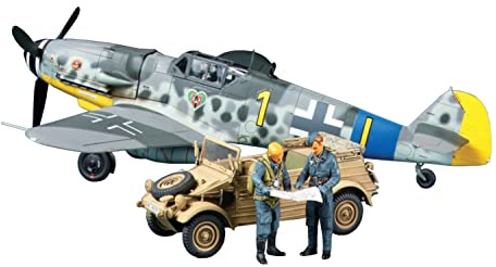 TAMIYA 25204 1:48 Dt. BF109 G-6 & Bucket Trolley 82 - Model Kit, Plastic Assembly Kit, Detailed Replica
