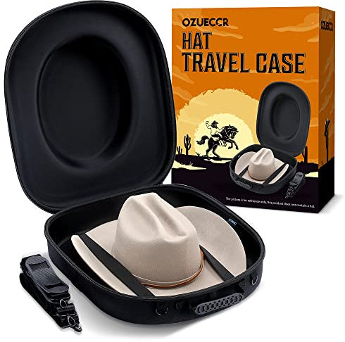 Ozueccr Reisehut-Tragetasche, bruchsicher, für Cowboy-, Panama- und Tweed-Hüte, Tragegriff, Schulter- und Gepäckgurte, groß