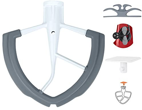 Flex Edge Beater for KitchenAid 6 QT Bowl-Lift Stand Mixer with 2 Kitchen Accessories, Flat Beater Paddle with Flexible Silicone Edges Bowl Scraper, Kitchen Aid Mixers Accessories