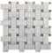 Adolif Carrara Weiße Marmor-Mosaikfliese, 2,5 x 5,1 cm, Korbgeflecht, Marmor-Mosaikfliese für Küche, Badezimmer, Wand, Boden, Spritzwasser, Dusche, 100 % natürlicher Marmor, poliert, 5 Blatt