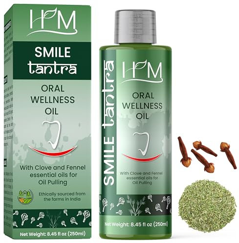 Happy Moms - Smile Tantra Oil Pulling con aceites esenciales de clavo e hinojo para la salud bucal, dientes y encías saludables, enjuague bucal sin alcohol, blanqueamiento dental, ayuda