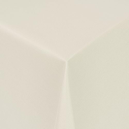 Tischdecke Stoff einfarbig Damast Uni-Design Jacquard Robust, Pflegeleicht und Strapazierfähig oval 140x190 cm Creme-Champagner