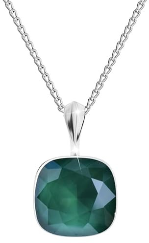 MŚ 1997 MENNICA ŚWIDNICKA Square Damen Halskette 925 Sterling Silber mit Marken Kristalle Anhänger Kette mit Anhänger Silber Kette Geschenk für Frau zum Geburtstag Jubiläum