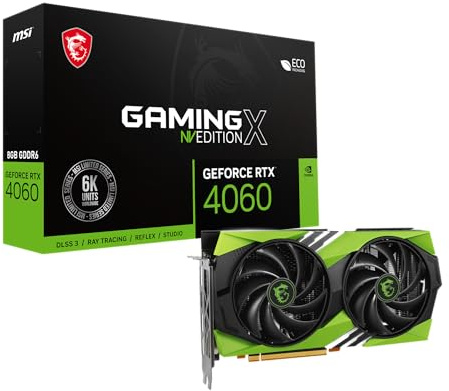 MSI Gaming GeForce RTX 4060 8GB GDRR6 128-Bit HDMI/DP Nvlink TORX Fan 5.0 Ada Lovelace Architecture Tarjeta gráfica (RTX 4060 Gaming X NV Edition 8G)