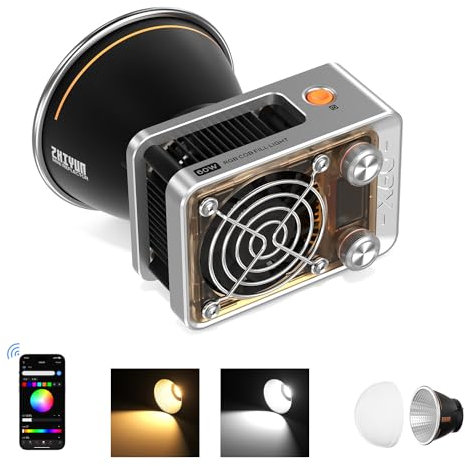 ZHIYUN RGB Videolicht Molus X60 RGB [Official] 60W, COB LED Videoleuchte, Video/Foto Kamera Licht mit 2010 Lux/ 2700~6500K/ CRI 95/ TLCI 98/ Bluetooth/ 15 Lichteffekte, 319g Tragbar (Standard)