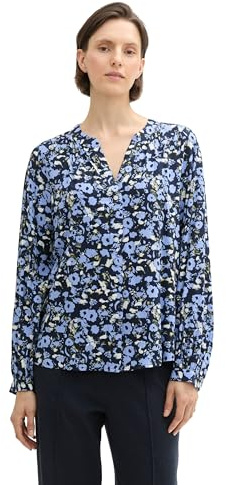 Tom Tailor Damen 1043216 Bluse mit Muster aus Viskose (1er Pack)