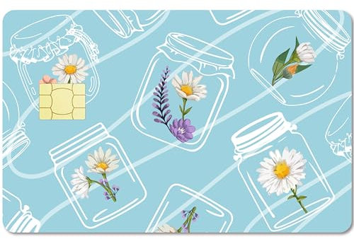 CREATCABIN Autocollant pour Carte de Crédit en Forme de Marguerite Couvrant la Protection Personnalisée de la Carte Bancaire,Amovible,Étanche,sans Bulle,Fin pour Carte de Transport EBT,Bleu,186x137mm