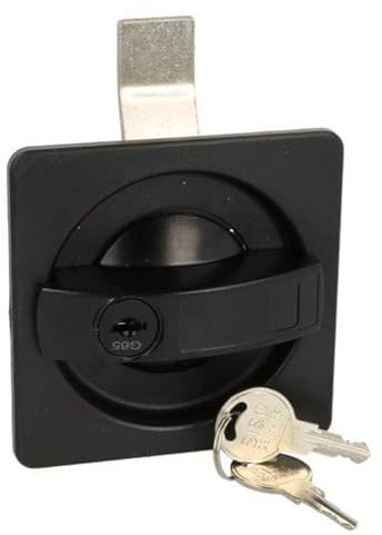 Gedotec Schloss - Wohnwagen Schloss | 1 Set Drehriegel Schwarz inkl. 2 Schlüssel | quadratisches Sicherheitstürschloss