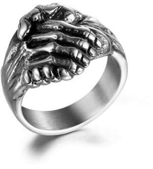 Whoiy Ausgefallene Trauringe Silber mit Gravur, Edelstahl Ringe Punk Gothic Partnerringe Freundschaftsringe für Herren Größe 65 (20.7)