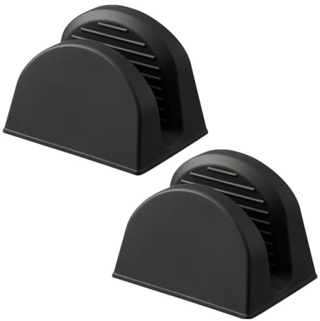 Yamazaki 1958 TOWER Magnetic Silicone Pot Holders (Set of 2), Black, Silicone/Magnet, Minimalist, 9.2 x 7 x 7.2 cm