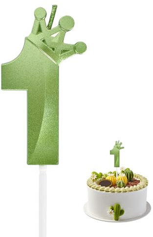 Candeline di Compleanno con Numeri, Candela Compleanno 3D con Glitter Verde, Candela con Numeri di Compleanno in Paraffina Premium, Candela con Numeri 3D per Feste di Compleanno (Numero 1)