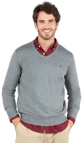 El Ganso Jersey Cuello Pico Coderas Gris Claro