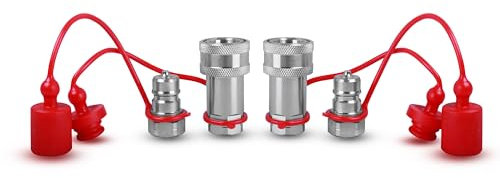 Acoplador hidráulico de tractor de conexión rápida de 1/4 pulgadas, ISO 7241-A, tipo válvulas de bola, acoplador rápido hidráulico con 2 juegos de tapas antipolvo, tipo Pioneer
